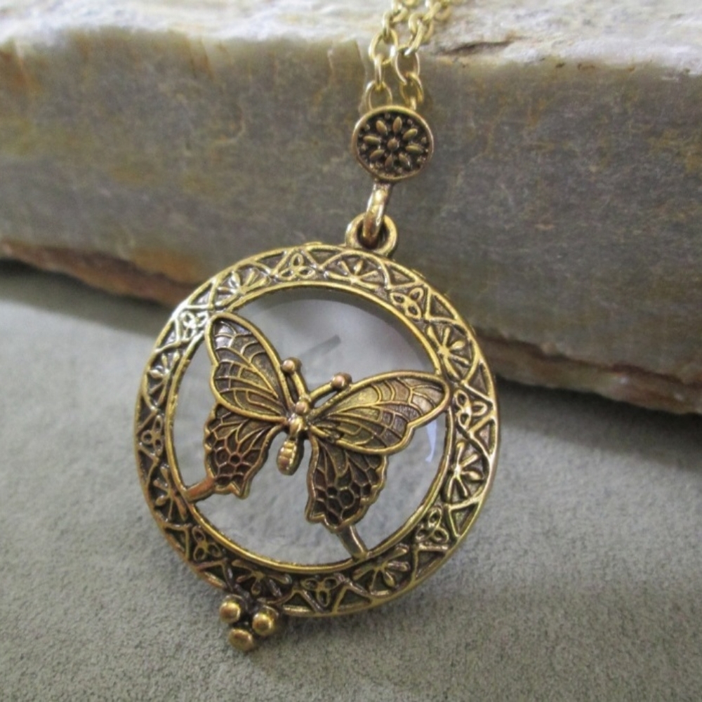 Magnify Glass Butterfly Necklace - Picture 1 of 13